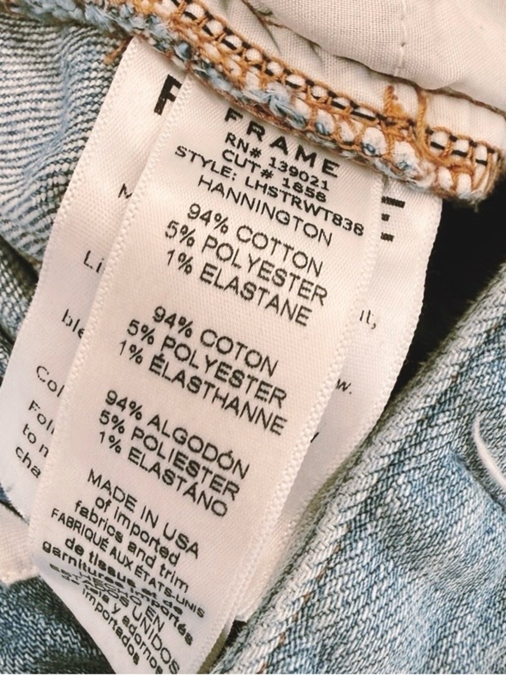 FRAME Le High Straight Tie Waist Jeans Frayed Hem Faded Blue Wash, Size 25 - Picture 10 of 12
